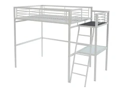Vente-unique Lit mezzanine CASUAL II - 140 x 190 cm - plateforme bureau - Blanc* Lit Mezzanine