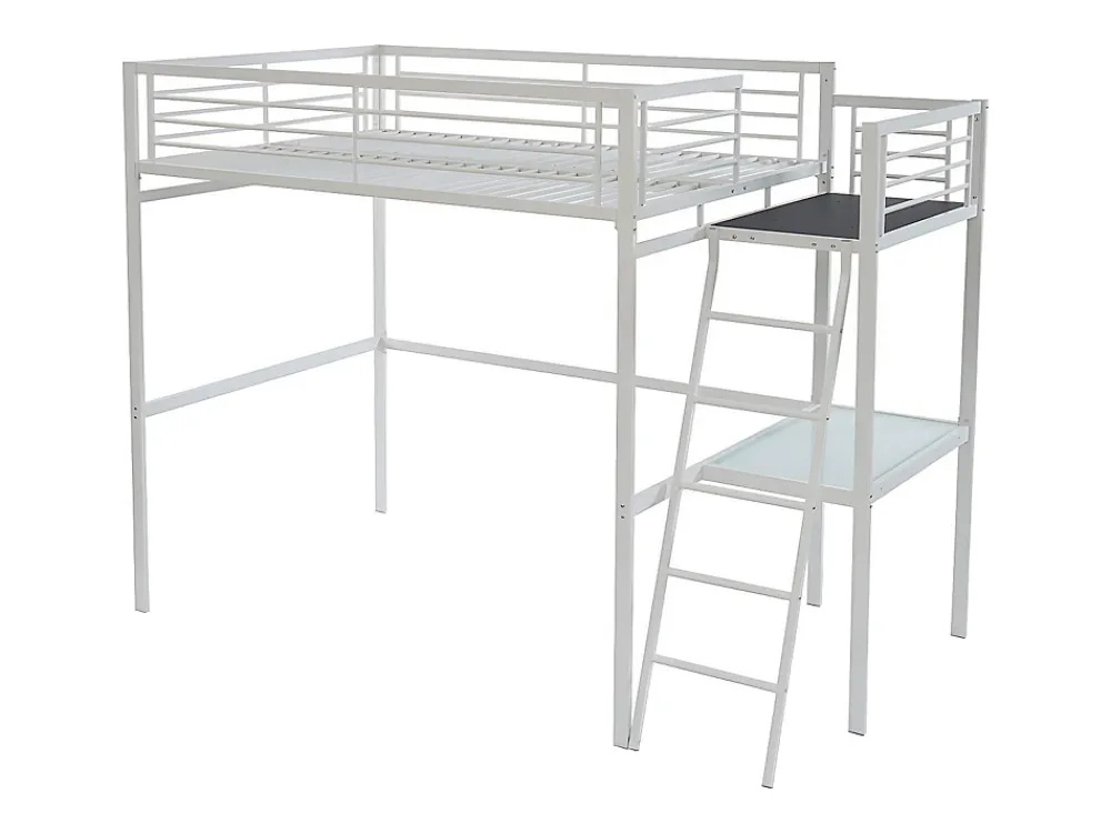Vente-unique Lit mezzanine CASUAL II - 140 x 190 cm - plateforme bureau - Blanc* Lit Mezzanine