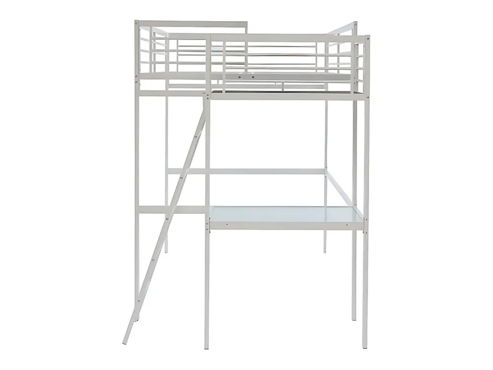 Vente-unique Lit mezzanine CASUAL II - 140 x 190 cm - plateforme bureau - Blanc* Lit Mezzanine