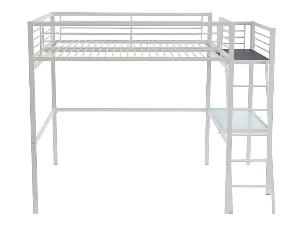 Vente-unique Lit mezzanine CASUAL II - 140 x 190 cm - plateforme bureau - Blanc* Lit Mezzanine