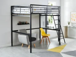 Lit mezzanine CASUAL II - 140 x 190 cm - plateforme bureau - Anthracite><noscript><img width=