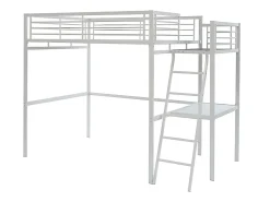 Vente-unique Lit mezzanine CASUAL II - 140 x 190 cm - plateforme bureau - Blanc + matelas* Lit Mezzanine