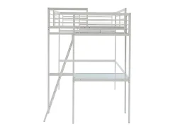 Vente-unique Lit mezzanine CASUAL II - 140 x 190 cm - plateforme bureau - Blanc + matelas* Lit Mezzanine