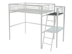 Vente-unique Lit mezzanine CASUAL II - 140 x 190 cm - plateforme bureau - Blanc + matelas* Lit Mezzanine