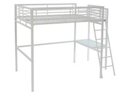 Vente-unique Lit mezzanine CASUAL II - 140 x 190 cm - plateforme bureau - Blanc + matelas* Lit Mezzanine