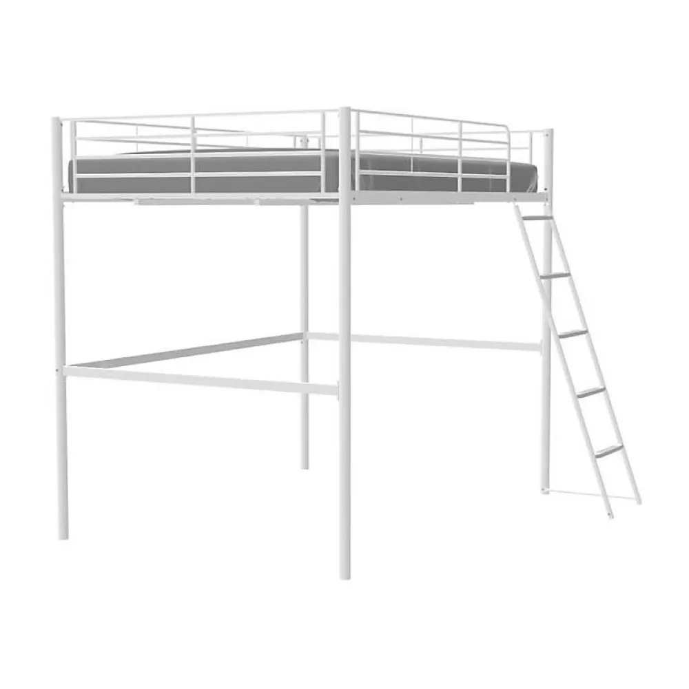 Generic Lit mezzanine ELIOT 140 x 190 cm - Métal - Sommier inclus - Blanc* Lit Mezzanine