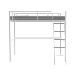 Generic Lit mezzanine ELIOT 140 x 190 cm - Métal - Sommier inclus - Blanc* Lit Mezzanine