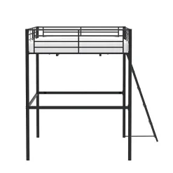 Lit mezzanine en metal - Noir - Sommier inclus - 140 x 200 cm - ELIOT><noscript><img width=