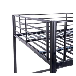 Lit mezzanine en metal - Noir - Sommier inclus - 140 x 200 cm - ELIOT><noscript><img width=