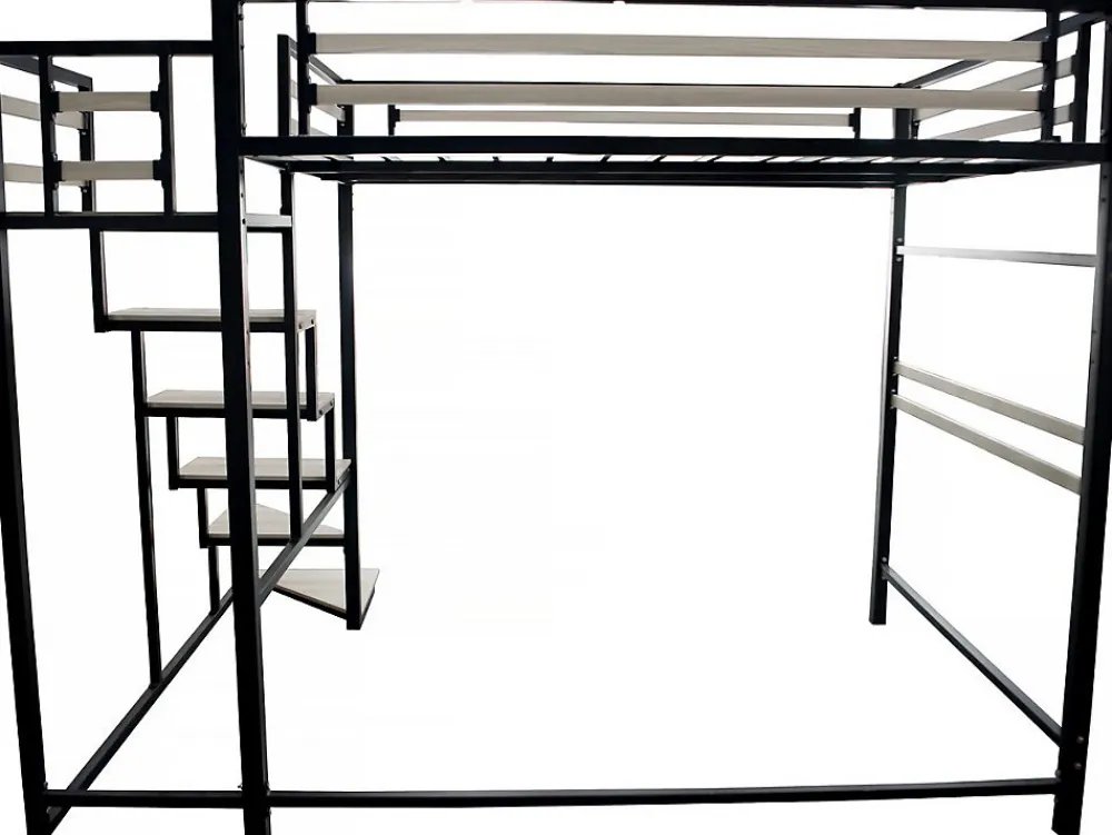 Lit mezzanine en métal avec escalier "LENA" 140 x 190 cm Noir>Habitat Et Jardin