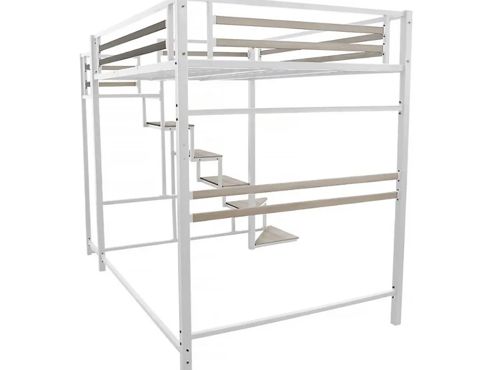 Lit mezzanine en métal avec escalier "LENA" 140 x 190 cm Blanc>Habitat Et Jardin New