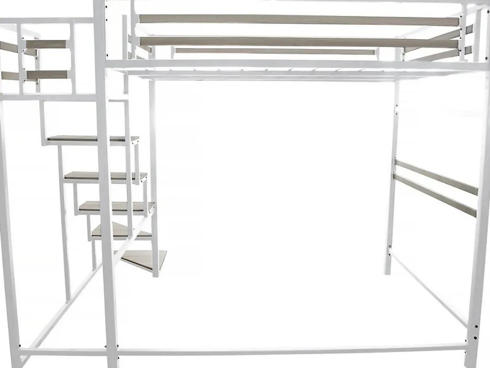 Lit mezzanine en métal avec escalier "LENA" 140 x 190 cm Blanc>Habitat Et Jardin New