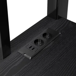 ModernLuxe Lit mezzanine en métal 140x200mm avec armoire ouverte et bureau - LED et port USB - Avec échelle de rangement et étagères - Noir* Lit Mezzanine