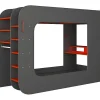 Lit mezzanine gamer 90 x 200 cm - Avec bureau et rangements - Avec LEDs - Anthracite et rouge - WARRIOR>Vente-unique Best