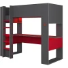 Vente-unique Lit mezzanine gamer NOAH avec bureau et rangements intégrés - 90 x 200 cm - Avec LEDs - Anthracite et rouge + matelas* Lit Mezzanine
