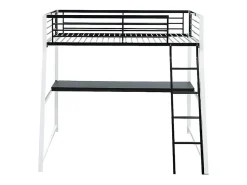Vente-unique Lit mezzanine MALICIA - 90 x 190 cm - bureau intégré - Noir et blanc* Lit Mezzanine