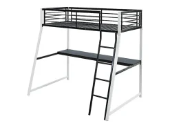 Vente-unique Lit mezzanine MALICIA - 90 x 190 cm - bureau intégré - Noir et blanc* Lit Mezzanine