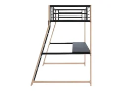 Vente-unique Lit mezzanine MALICIA - 90 x 190 cm - bureau intégré - Noir et chêne* Lit Mezzanine