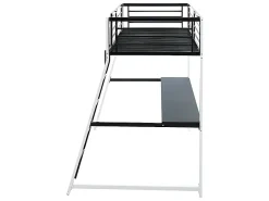 Vente-unique Lit mezzanine MALICIA - 90 x 190 cm - bureau intégré - Noir et blanc + matelas* Lit Mezzanine