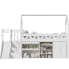 ModernLuxe Lit mezzanine multifonctionnel 90x200 cm en bois et MDF - avec toboggan, escalier et casiers - Blanc(sans matelas)*Enfant Lit Enfant