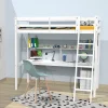Weber Industries Lit mezzanine STUDIO 90x190 + 1 sommier + caisson 3 tiroirs + bureau + étagère / Blanc* Lit Mezzanine