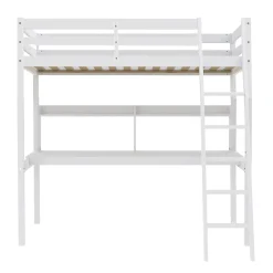 Weber Industries Lit mezzanine STUDIO 140x190 + 1 sommier + bureau + étagère / Blanc* Lit Mezzanine