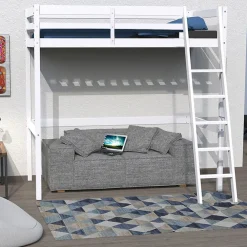 Weber Industries Lit mezzanine STUDIO 90x200 + 1 sommier / Blanc* Lit Mezzanine