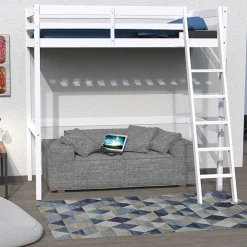 Weber Industries Lit mezzanine STUDIO 140x190 + 1 sommier / Blanc* Lit Mezzanine