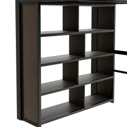 Lit Mezzanine 140x200 cm - Lit Ado avec Bureau Intégré, LED et Escalier de Rangement, Métal + MDF, Noir><noscript><img width=