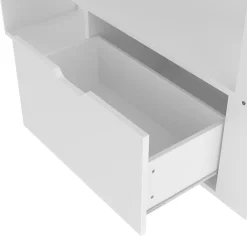 Okwish Lit mezzanine 140x200 cm - Lit avec bureau intégré et LED 16 s - Pin et MDF - Sans matelas - Blanc* Lit Mezzanine
