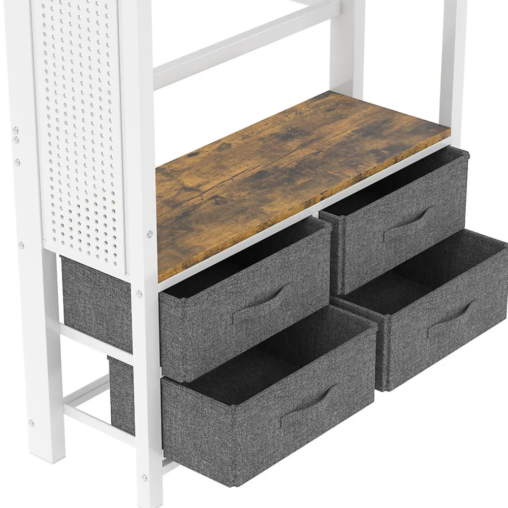 Lit Mezzanine 90x200 cm - Lit Déco avec Bureau et Rangement - Métal et MDF - Sans Matelas - Blanc>Okwish Outlet