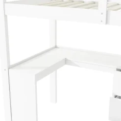Okwish Lit Mezzanine 90x200 cm - Lit enfant avec Bureau et Rangement, Échelle, MDF - Sans Matelas - Blanc* Lit Mezzanine