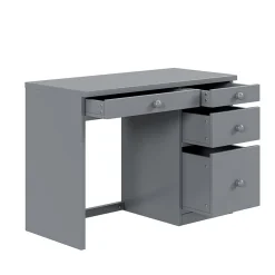 Lit Mezzanine 90x200 cm - Lit enfant avec Bureau et Rangement, Lit Combiné en Bois de Pin Gris, Sans Matelas><noscript><img width=