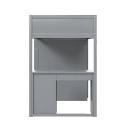 Lit Mezzanine 90x200 cm - Lit enfant avec Bureau et Rangement, Lit Combiné en Bois de Pin Gris, Sans Matelas><noscript><img width=