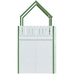 Lit Mezzanine 90x200 cm - Lit Simple avec Protection et Étagère de Rangement, Bois Pin et MDF, Sans Matelas, Blanc et Vert><noscript><img width=