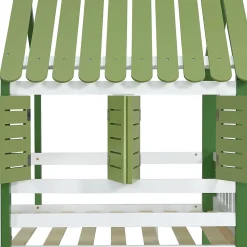 Lit Mezzanine 90x200 cm - Lit Simple avec Protection et Étagère de Rangement, Bois Pin et MDF, Sans Matelas, Blanc et Vert><noscript><img width=