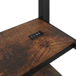 ModernLuxe Lit mezzanine 140x200 cm avec LED - avec penderie et bureau - 2 ports USB + 1 port Type-C - noir (matelas non inclus)* Lit Mezzanine