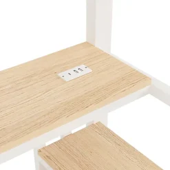 ModernLuxe Lit mezzanine 90x200 cm avec LED - avec penderie et bureau - 2 ports USB + 1 port Type-C - blanc (matelas non inclus)* Lit Mezzanine