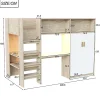 ModernLuxe Lit mezzanine 90x200 cm avec un bureau et une armoire - avec des étagères - avec LED - naturel (matelas non inclus)* Lit Mezzanine