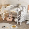 Aapaas Lit mezzanine 140x200 cm blanc avec sommier, echelle, armoire et rangement integre pour chambre d adolescent*Enfant Lit Enfant