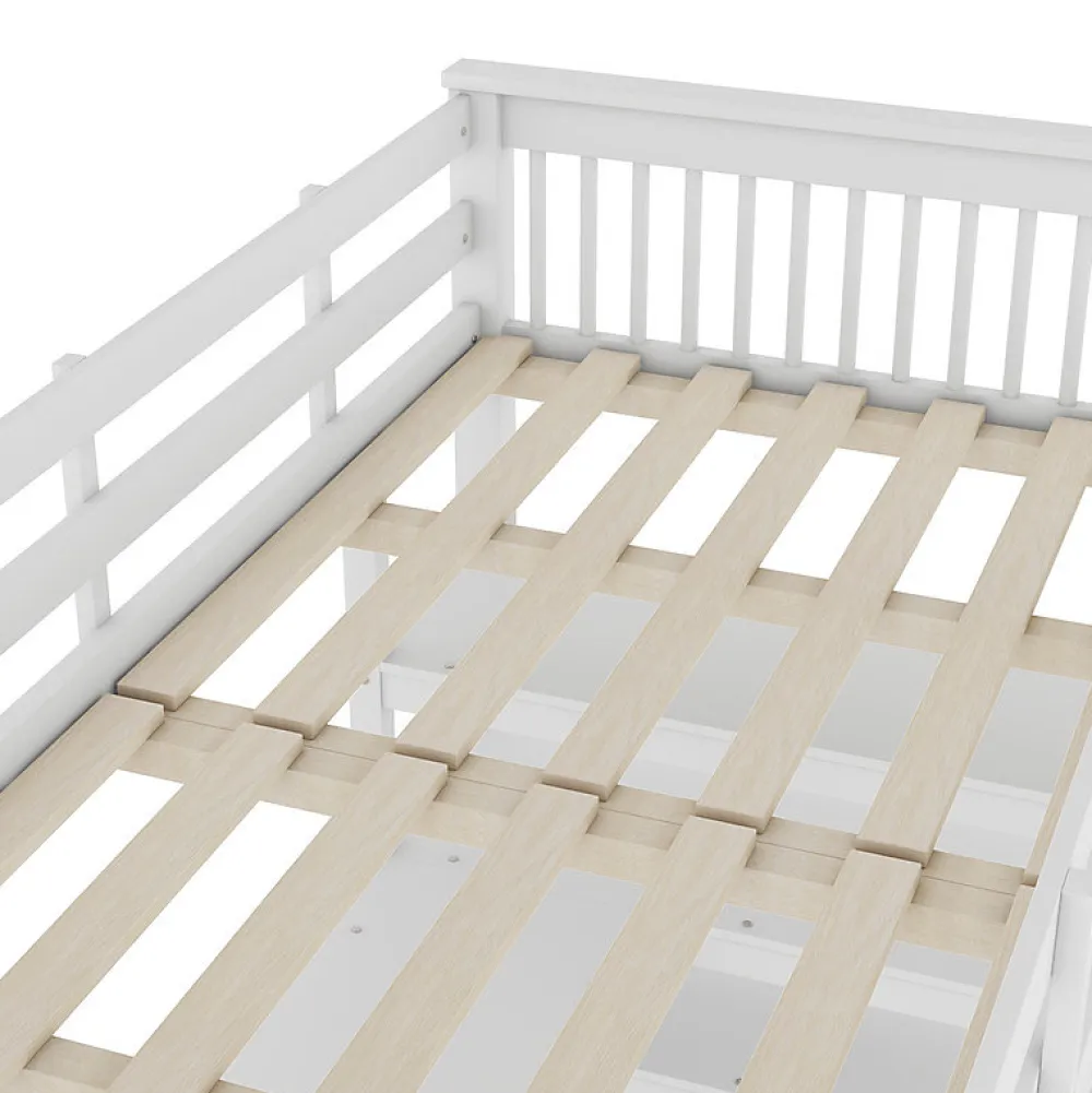 Lit mezzanine 90x200 cm blanc sans matelas avec bureau integre et etageres pour chambre denfant>Aapaas Hot