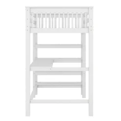 Lit mezzanine 90x200 cm blanc sans matelas avec bureau integre et etageres pour chambre denfant><noscript><img width=