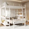 Lit mezzanine 140x200 cm en métal blanc avec étagères de rangement intégrées et structure multifonctionnelle>Aapaas New
