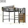 Aapaas Lit mezzanine 90x200 cm en métal noir avec échelle sécurisée et espace de rangement modulable*Enfant Lit Enfant