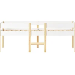 Lit mezzanine 90x190 cm en pin massif avec tiroirs - Blanc (sans matelas)><noscript><img width=