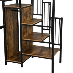 Lit mezzanine 90x200 cm enfant métal avec bureau et armoire intégrée, échelle sécurisée, blanc et naturel sans matelas><noscript><img width=