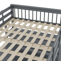 Lit mezzanine 140x200 cm gris sans matelas avec bureau integre et etageres pour chambre enfant><noscript><img width=