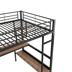 ProximaX Lit mezzanine 90x200 cm métal noir, surélevé avec échelle, bureau et 4 étagères d angle, pour enfants et ados*Enfant Lit Enfant
