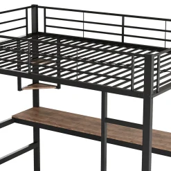 ProximaX Lit mezzanine 90x200 cm métal noir, surélevé avec échelle, bureau et 4 étagères d angle, pour enfants et ados*Enfant Lit Enfant