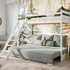 Petits-Meubles Lit mezzanine 90x200 sommier et canape inclus Orlane Blanc et gris* Lit Mezzanine